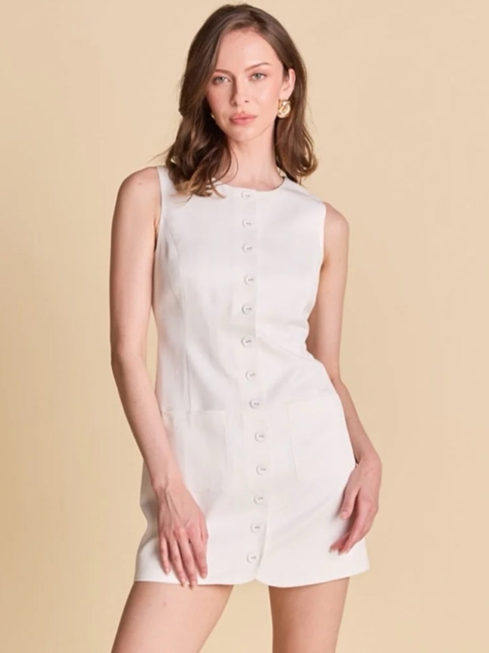 Paper Heart Anthropologie Linen Blend Button Down Mini Dress Size S